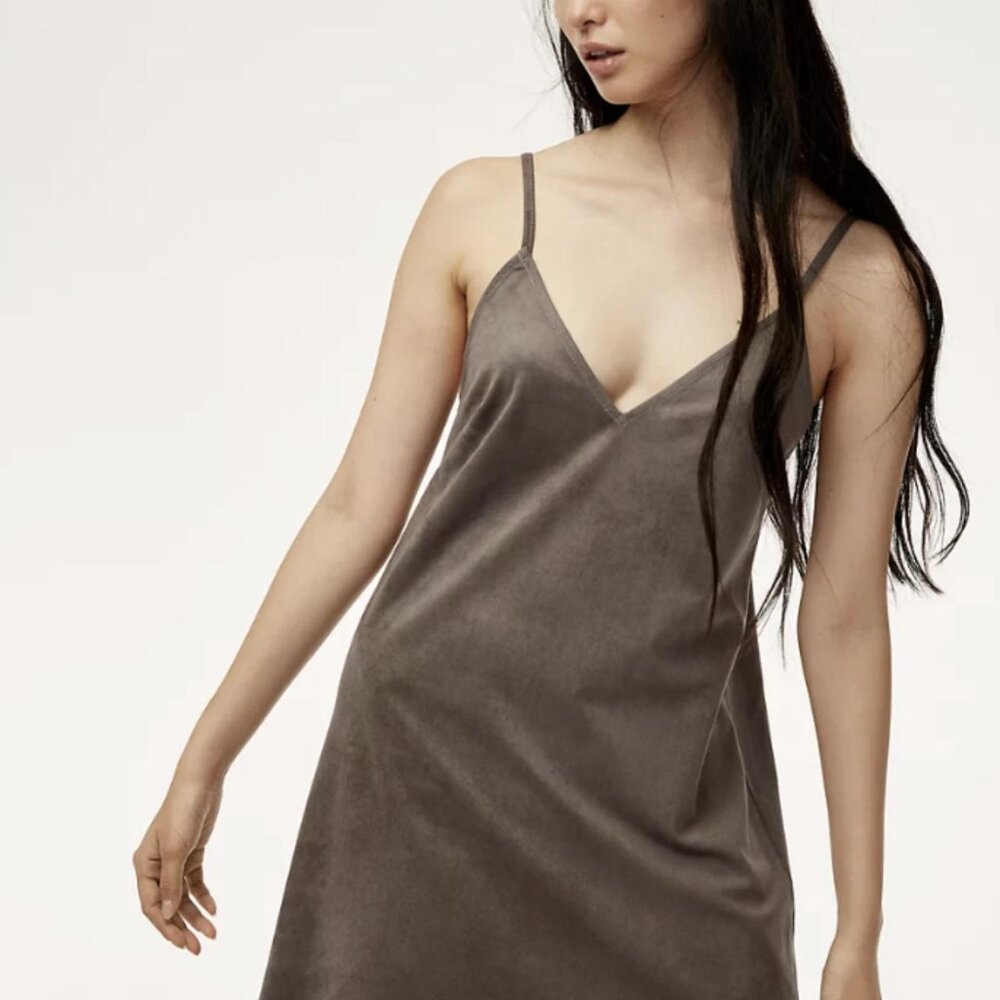 Aritzia Grey Suede Mini Dress XXS